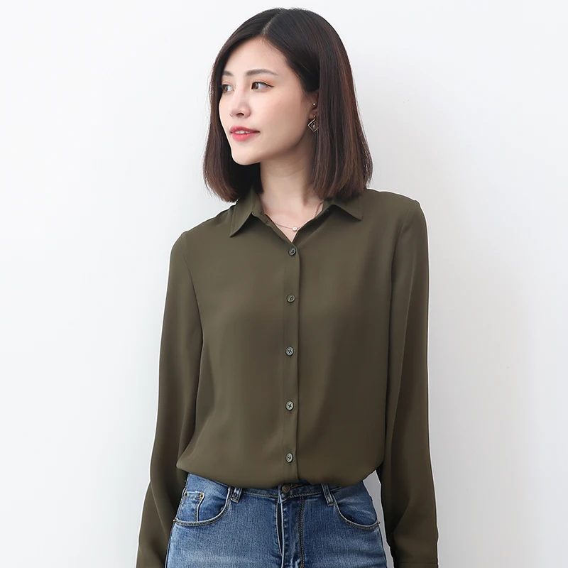 Simple Women Chiffon Shirts 2023 New Casual Multi Color Womens Tops And Blouse Fine Long Sleeve Shirt Office Female Clothes