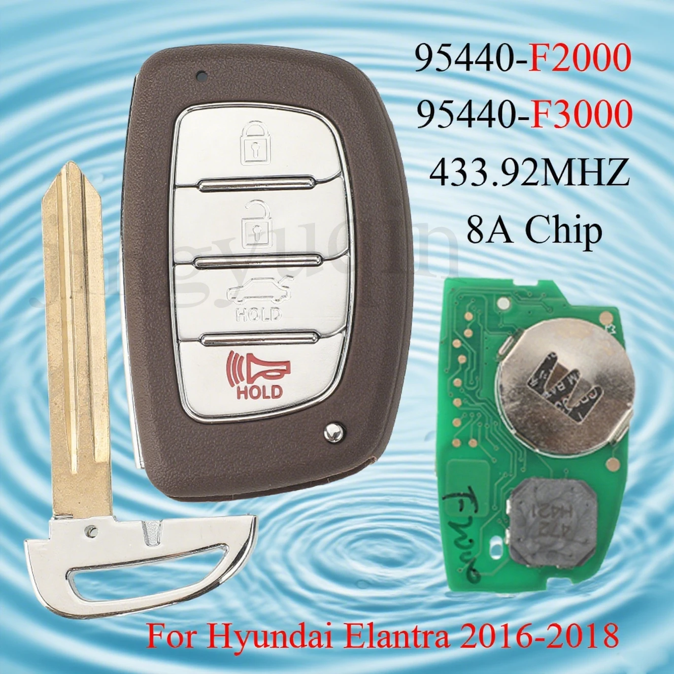 

Jingyuqin 4 кнопки FSK 434 МГц для Hyundai Elantra 2016 2017 2018 умный дистанционный ключ без ключа автомобиля 95440-F2000 95440-F3000 CQOFD00120