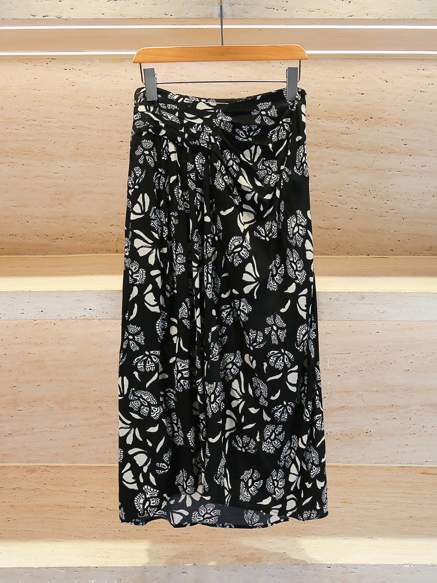 

High Waist Floral Print f Skirt South Oil Retro Summer Collection Pleated Commute Sle Ladies Premium Faion Skirts