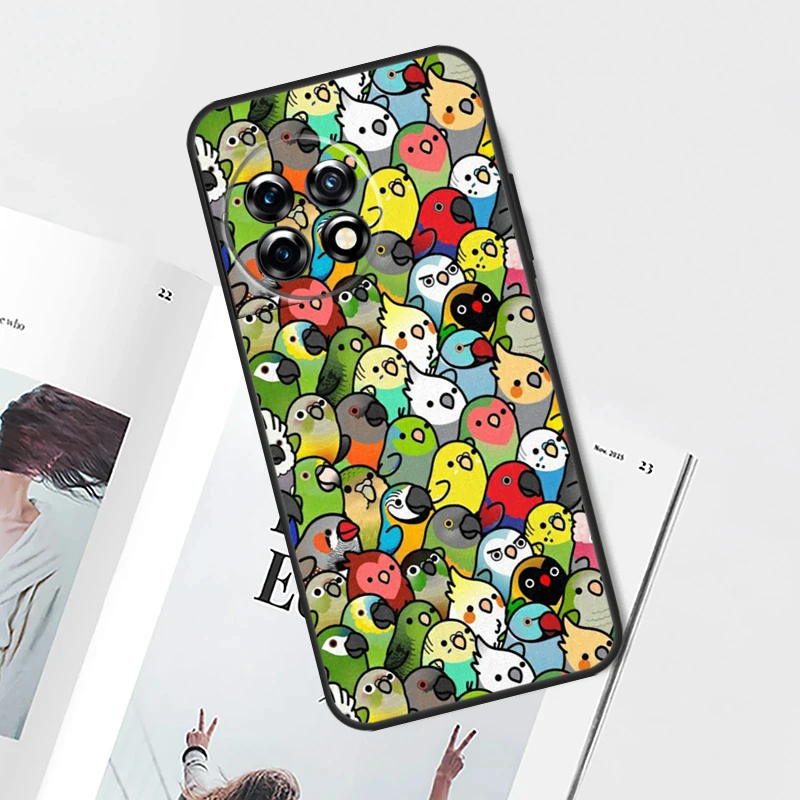 Cartoon Cockatiel Collage Case For OnePlus Nord N30 N20 N10 CE 2 3 Lite 2T OnePlus 10T 12R 10R 8 9 10 Pro 11 12 Cover