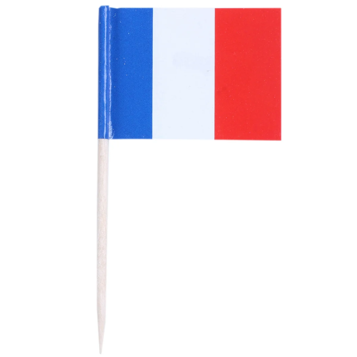 ETRT Lot of 1000 Pcs Mini Wooden Toothpick with Flag for Decor of Fruit Pastry - France (Blue, White, Red)