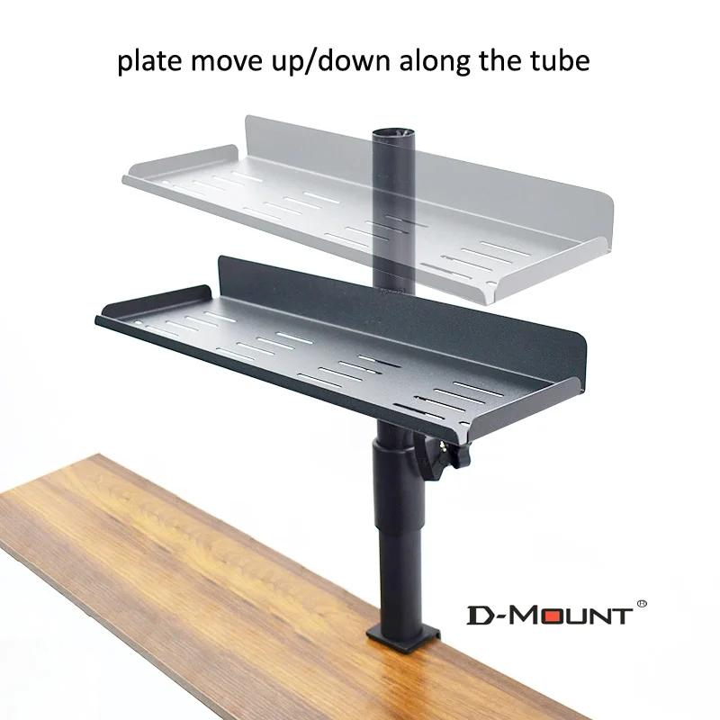 D-MOUNT M1-T2013 Storage Shelf on Desk Clamp Small Speaker Stand Audio Mount Rack Metal Height Adjust 360 Rotate view 2