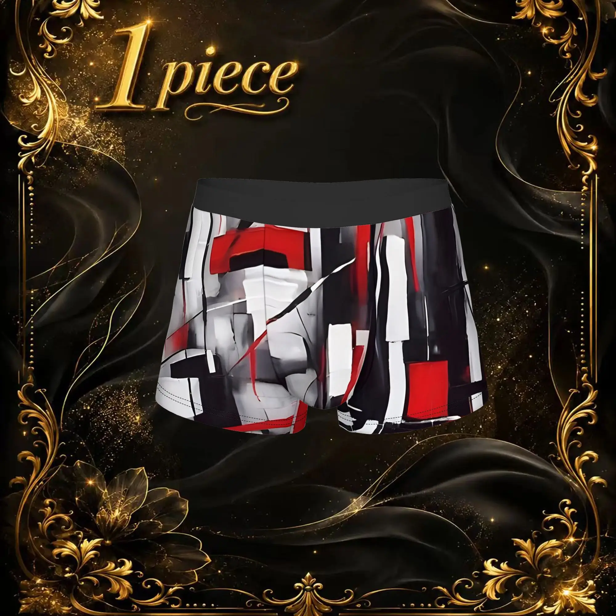 1pc Popular Abstract Black And White And Red Apron boxers  adults  Homme Panties Men's Underwear Ventilate Shorts Boxer Briefs