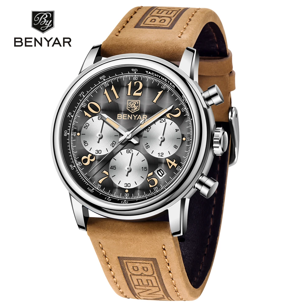 

Wristwatches Quartz Watch Men Military Chronograph BENYAR Mens Watches Reloj Hombre Luminous Waterproof Sport Male Watches 2023