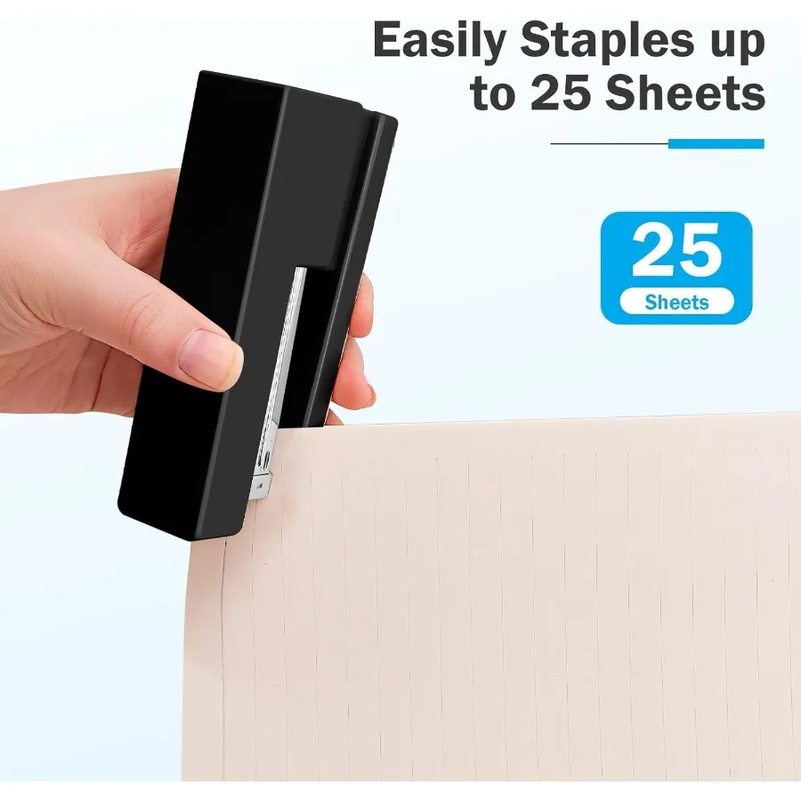 1 grapadora de escritorio y 1 dispensador de cinta, capacidad de 25 hojas con 830 grapas y quitapuntas antideslizantes para oficina, escuela, hogar y