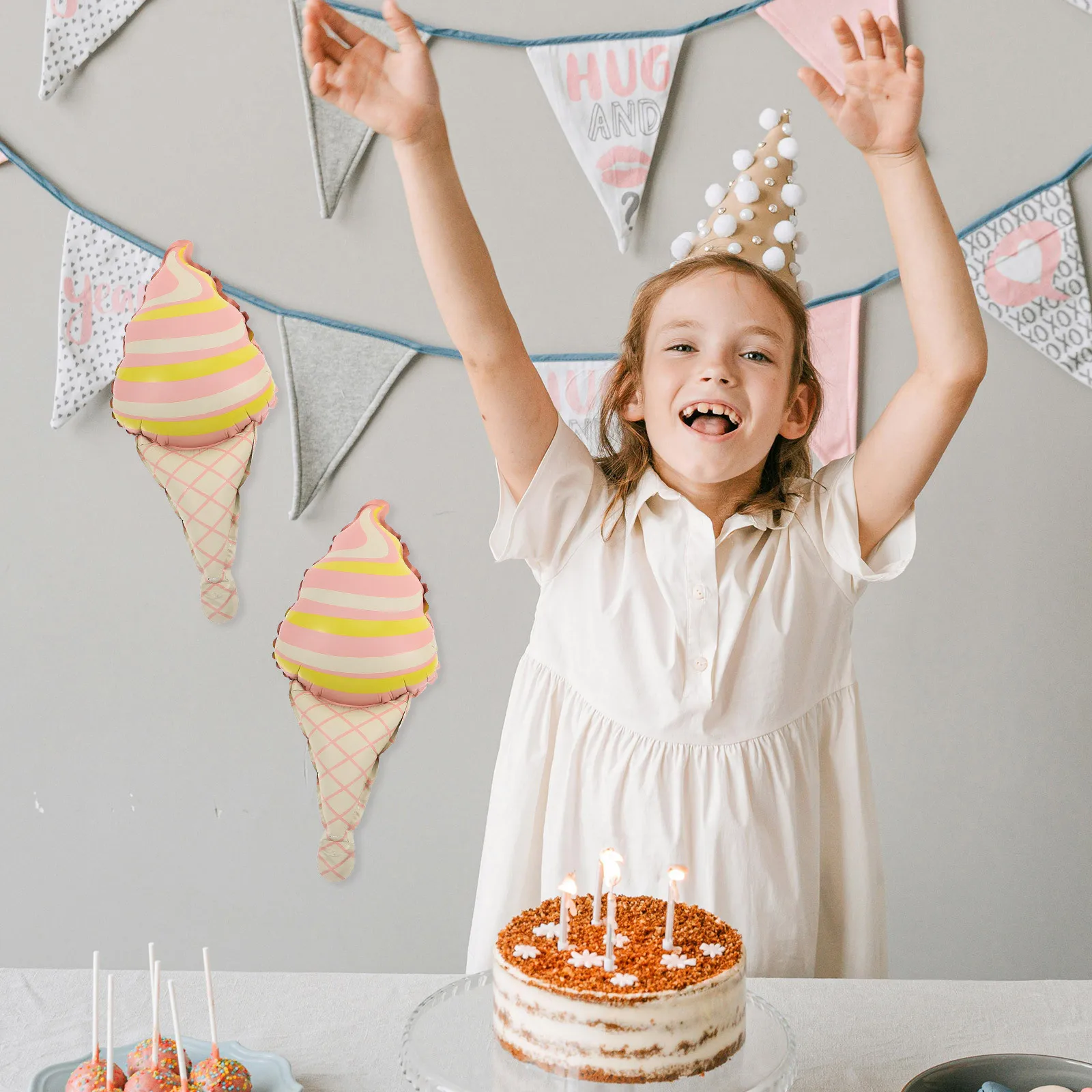 

10Pcs Ice Cream Balloons Cute Foil Ice Cream Cone Birthday Party Decor Inflatable Balloons Summer Party Supplies