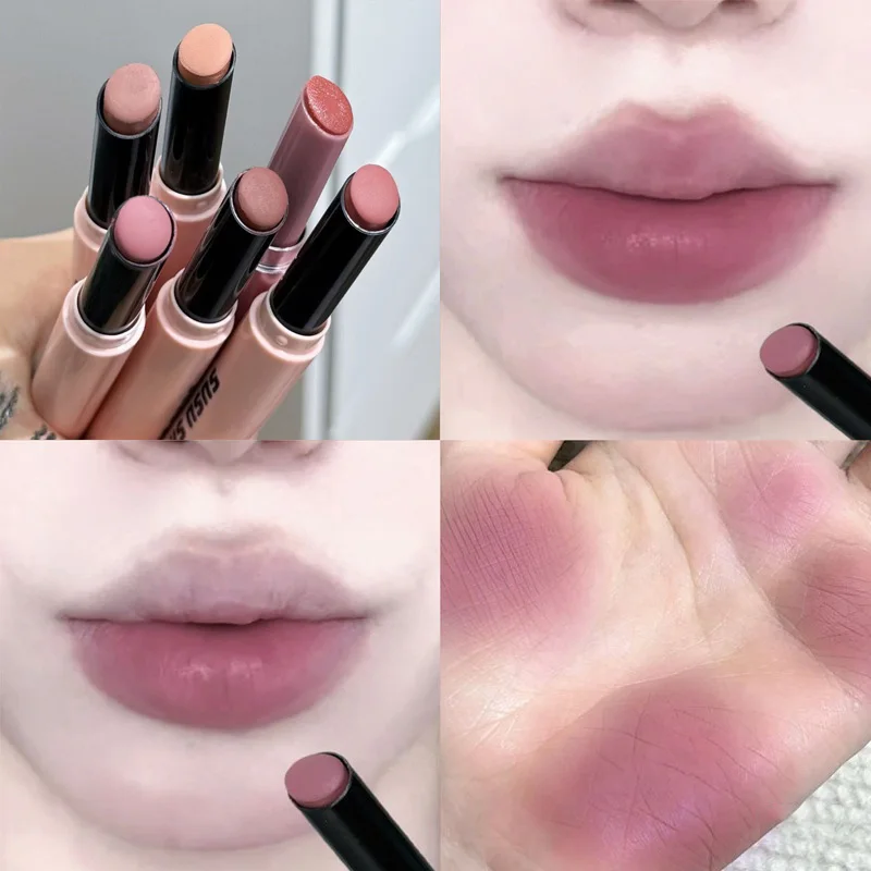 Lápiz labial hidratante de terciopelo mate, Mousse de avellanas, largo, resistente al agua, luz Natural cálida, marrón, rojo, tinte de labios tonificado, maquillaje, 1 ud.