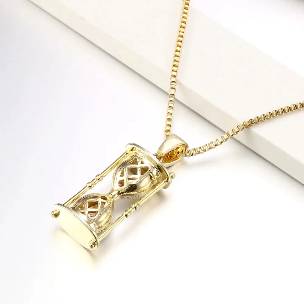 VANAXIN Iced Out Hourglass Pendants Hip Hop Necklaces for Men Shiny Cubic Zircons Fashion Jewelry Gift for Women