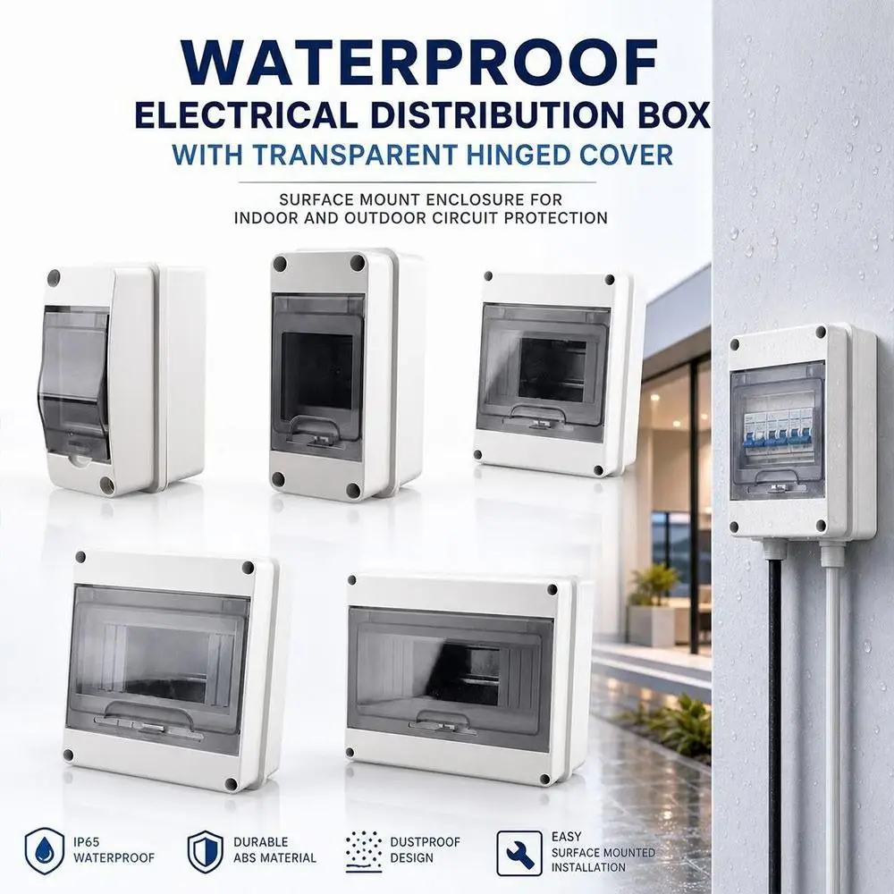 2/3/5/6/8/WAY Electrical Distribution Box Waterproof Transparent Hinged Cover Circuit Breaker Enclosure Sealing Gasket