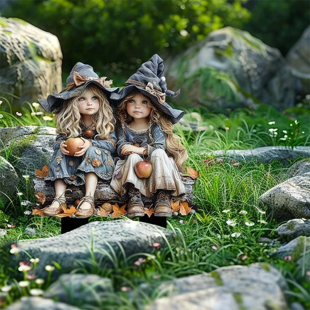 

Decorations Blue Two Girls Dreamy Garden Pile Acrylic Yard Art Garden Wooden Pile Gift Garden Stakes Yard