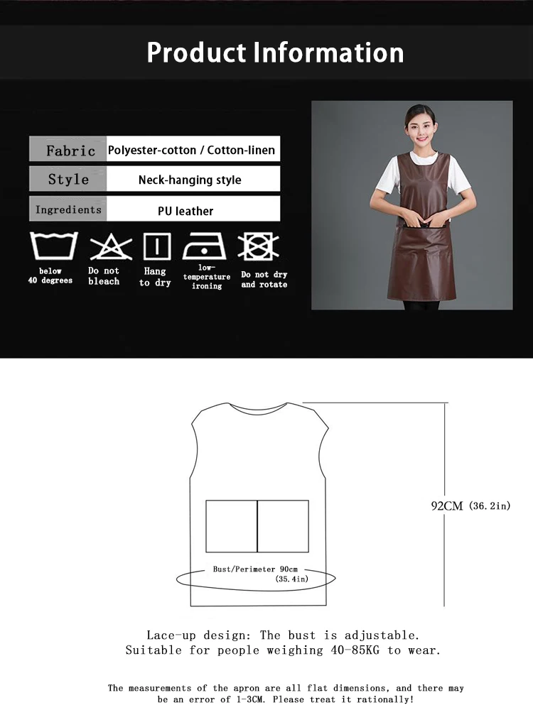 Delantal largo resistente al agua, delantal de cocina comercial de gran tamaño, fácil de limpiar para en demanda, lavavajillas, mercado de mariscos