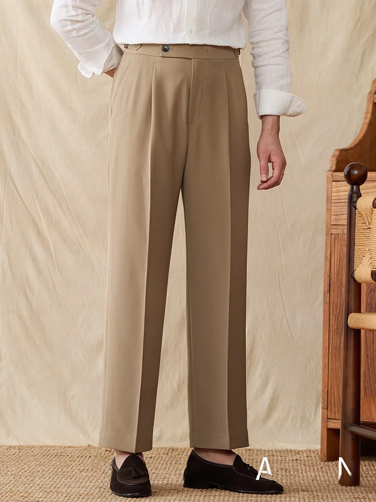 

Мистер Футболка с оленем Briti Sle, высокая талия, широкие брюки, мужской итальянский костюм в стиле ретро, свободные повседневные брюки West, брюки против морщин