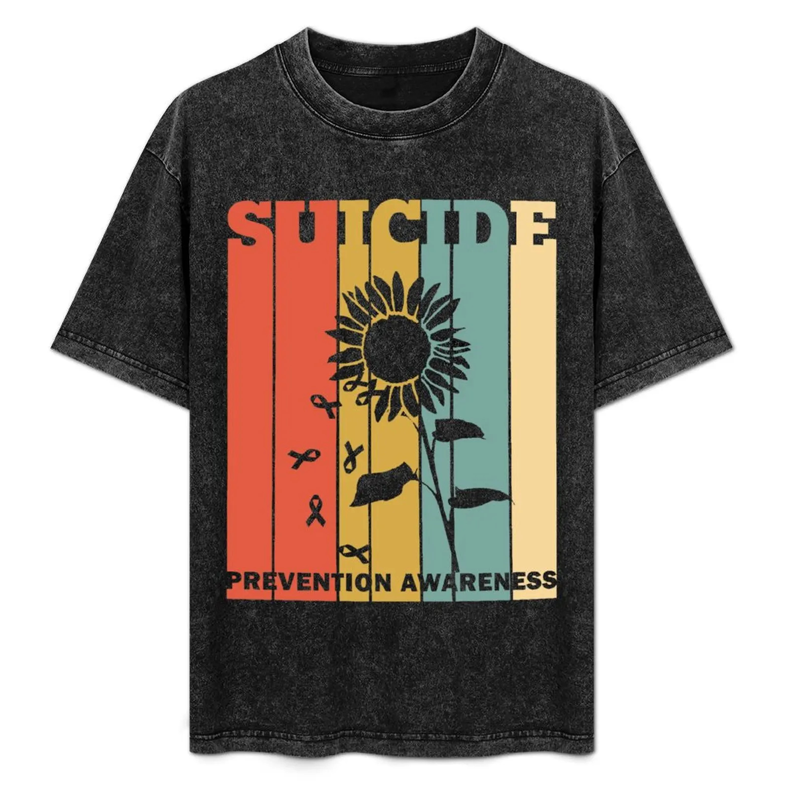 

Suicide Prevention Awareness Retro Vintage Sunflower T-Shirt blue lock shirts graphic tee tops mens designer t shirt