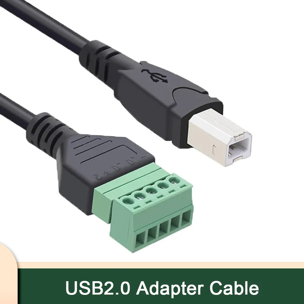 5-жильный кабель USB2.0 без припоя, Удлинительный кабель для передачи данных, с разъемом B «папа» на зеленый, с припоем, квадратный разъем для принтера
