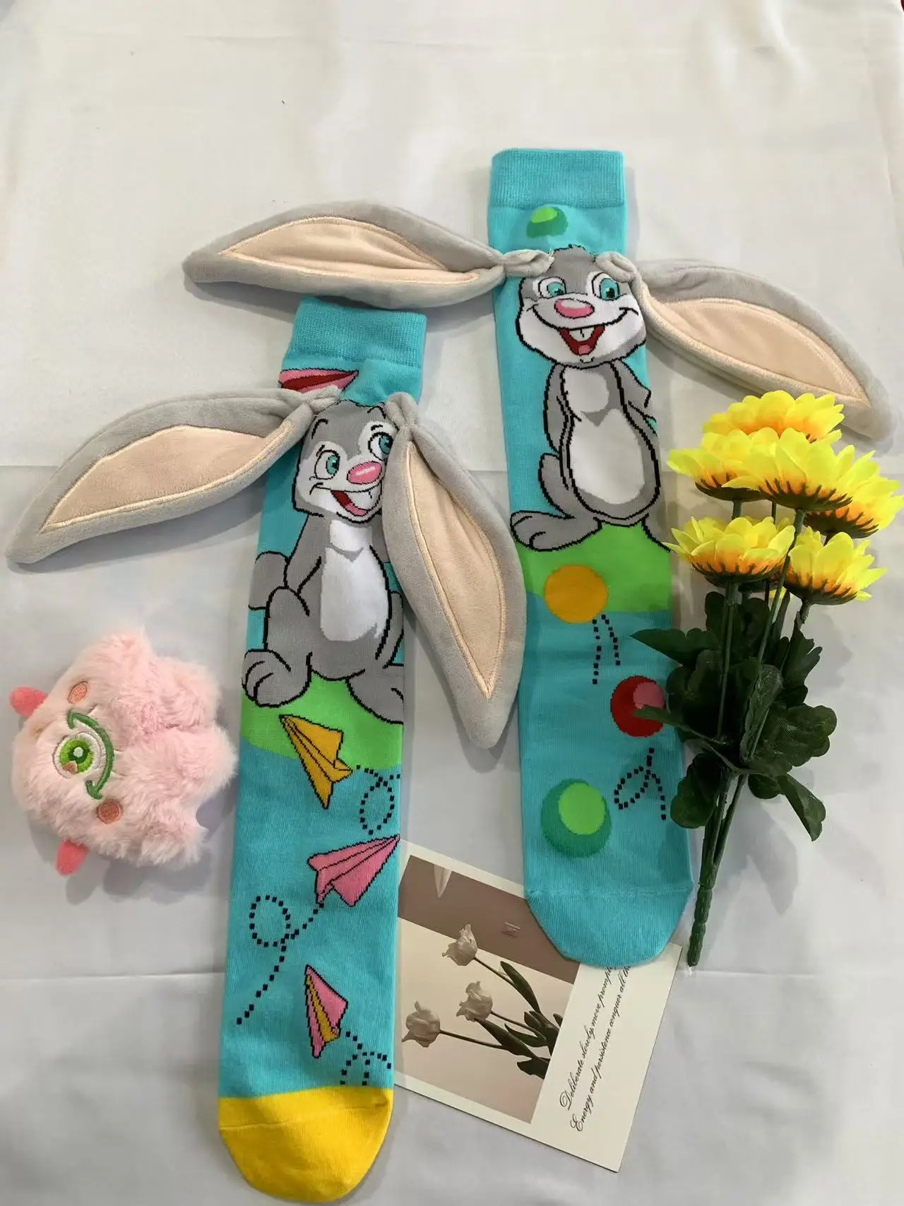 A Pair of Creative Rabbit Ear Socks, 3D Three-dimensional Rabbit Ear Socks, Children's Fun Knee Socks