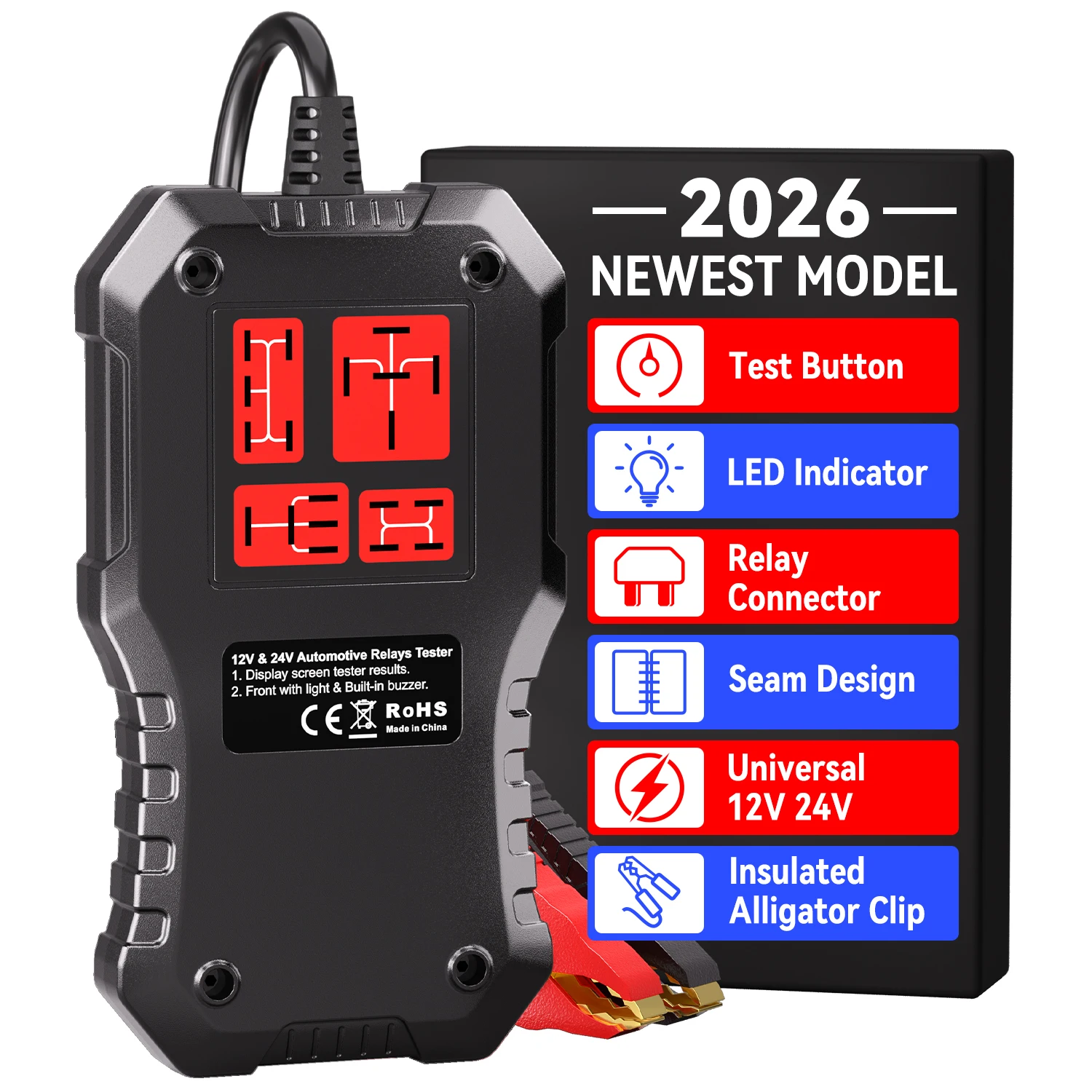 2026 New Arrival KONNWEI KW371 12V 24V Digital Battery Tester Combined With 12V/24V Vehicle Relay Tester
