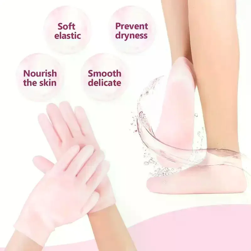 3 قطع/1 زوج/مجموعة العناية بالبشرة من السيليكون - مجموعة قناع ترطيب قابلة لإعادة الاستخدام، قفازات، جوارب - للوجه واليدين والقدمين الجافة والمتشققة