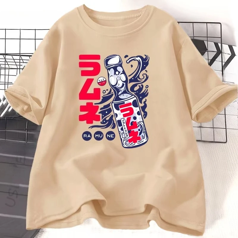 Ramune Japanese Soda Drink T-shirt Man Woman Cotton Round Neck Graphic T Shirts Casual Summer Loose T Shirt Fashion Clothes