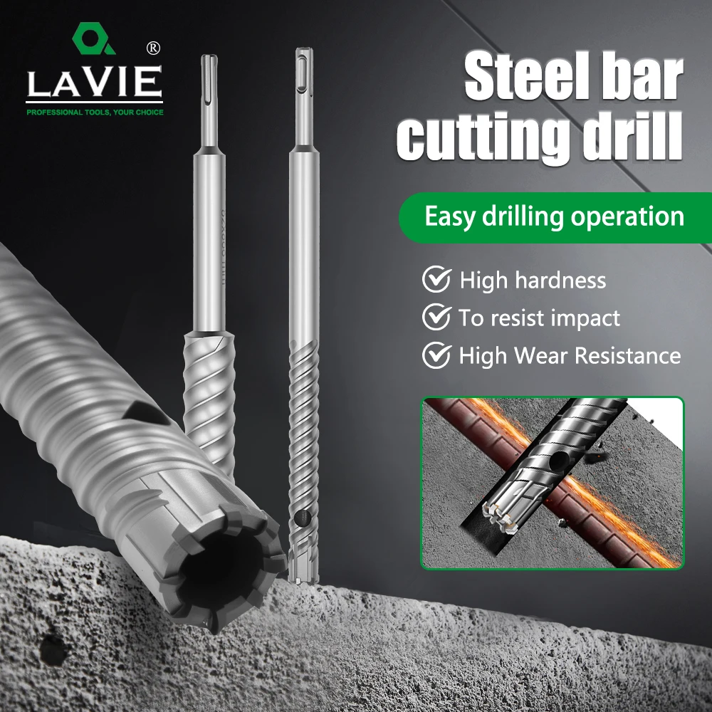 

LAVIE 1pc SDS-Plus Reinforced Concrete Drill Bit Multiple Specifications And Sizes–High-Hardness Drill Bit-Duty Rebar Penetrat