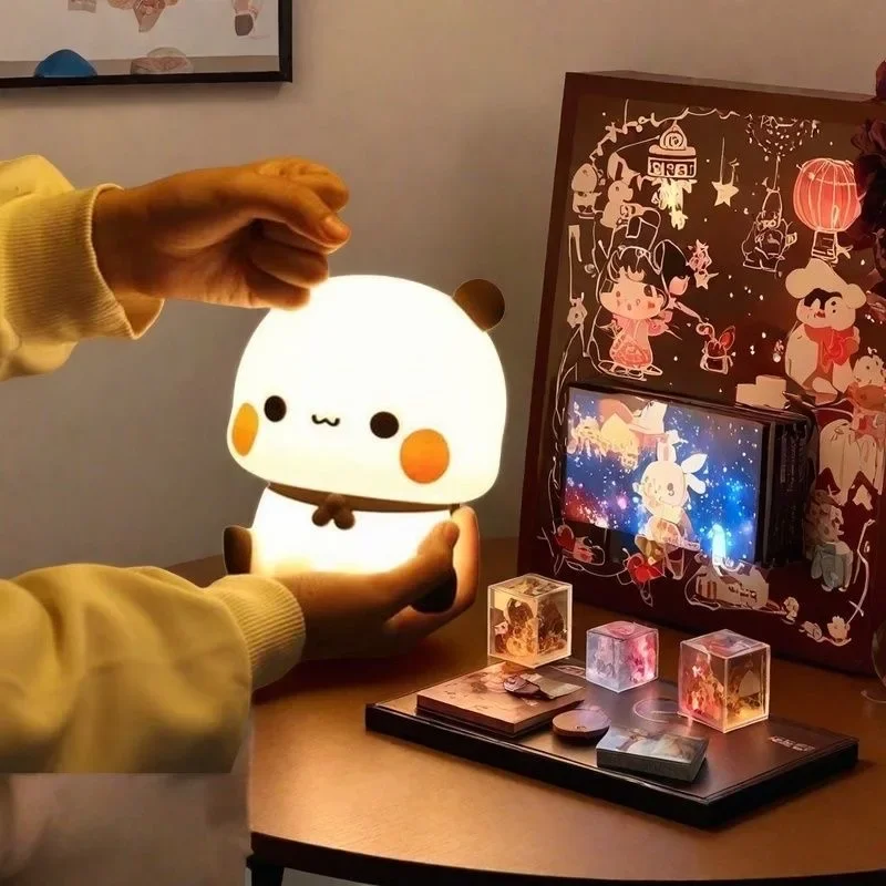 Panda Pat Led Night Light Bubu And Dudu Cute Animal Cartoon Lamp for Kids Bedside Bedroom Living Room Decorative Kawaii Bear Gi