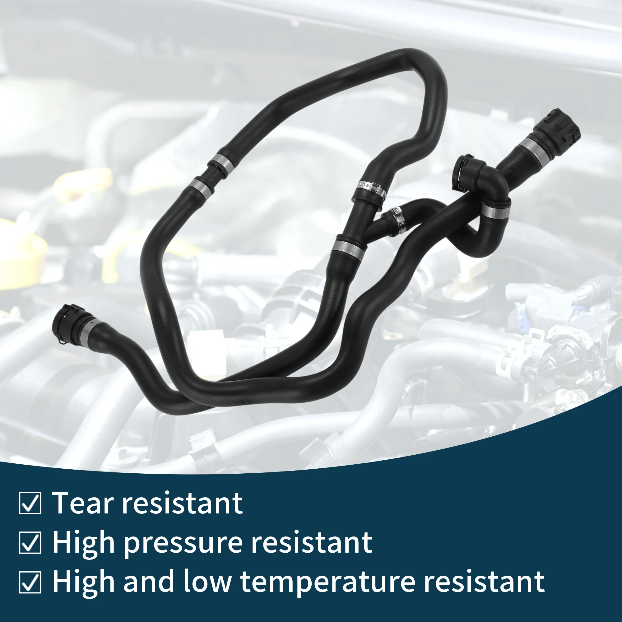 Motoforti Manguera de radiador Manguera de calentador No.17127524841 para BMW Serie 7 03-08 Tubo de refrigerante de goma Negro 1 pieza