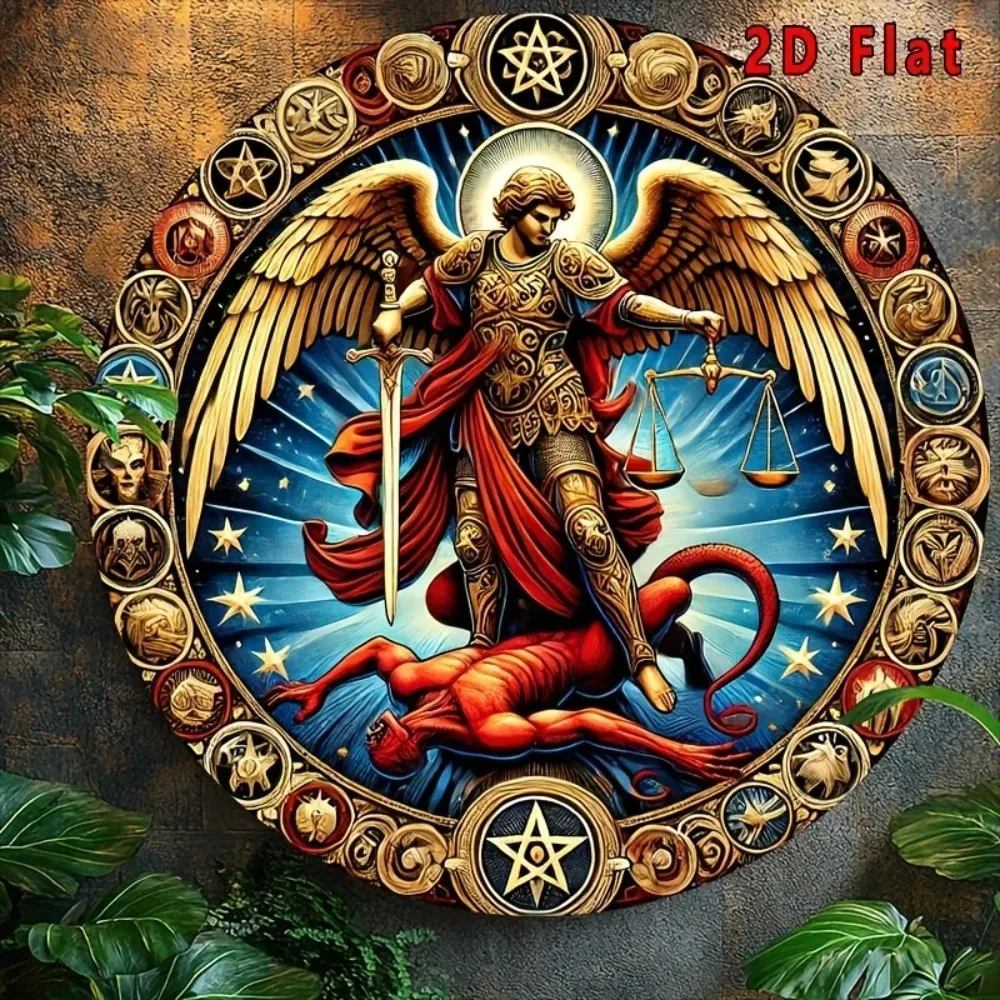 Michael Blessing 20x20 cm Vintage Aluminium Wandkunst, Religiöses Metallschild für Schlafzimmer Küche Bar Büro
