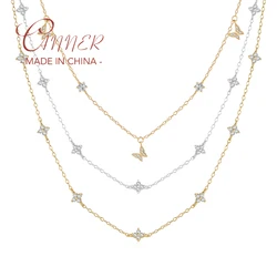 CANNER Plata de Ley 925 auténtica circón mariposa flor colgante collar cadena para mujer regalo fiesta joyería fina Collares Bijoux