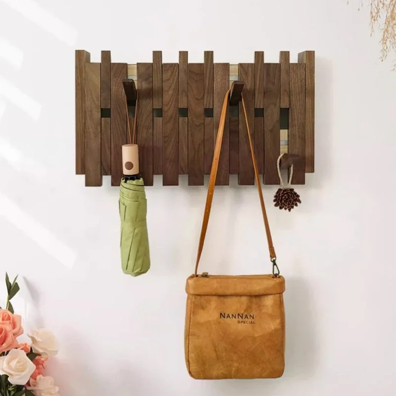 Solid Wood Coat Rack Stand Black Walnut Wood Clothes Hangers Entrance Hall Dressing Room Portable Wall Hanger Storage Furniture