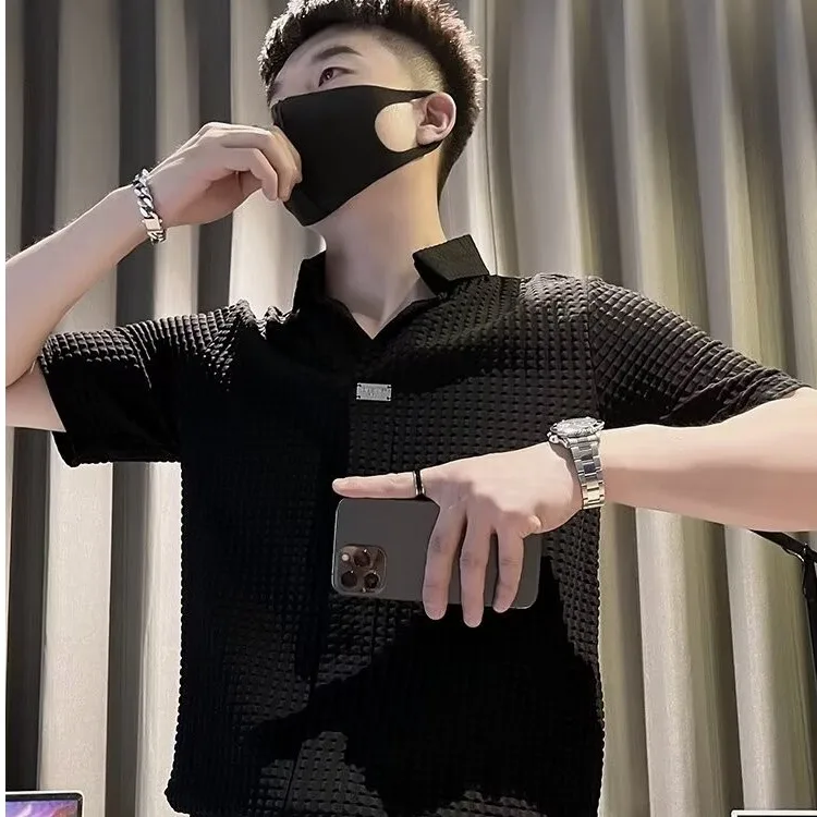 

Новая мужская белая рубашка с коротким рукавом 2025 года, большие размеры (до 250 фунтов), стильный повседневный топ, универсальная модная летняя одежда для мужчин