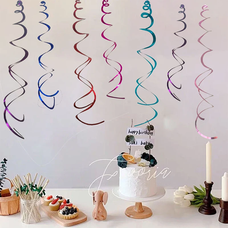 6pcs Spiral Pendant Dangling Swirls Metallic Ceiling Hanging Streamers Ornament Christmas Wedding Birthday Balloons Decorations image 2