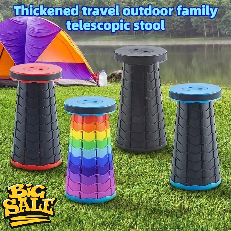 Einziehbarer Klapphocker, höhenverstellbar, tragbarer, zusammenklappbarer Stuhl, leicht, für Camping, Angeln, Reisen, Outdoor