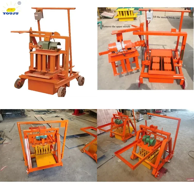QMJ2-45 Hand-Pushed Paving Interlock Block Making Machine Motorized Cement Hollow Brick Easy Operation Low Investment Mobile
