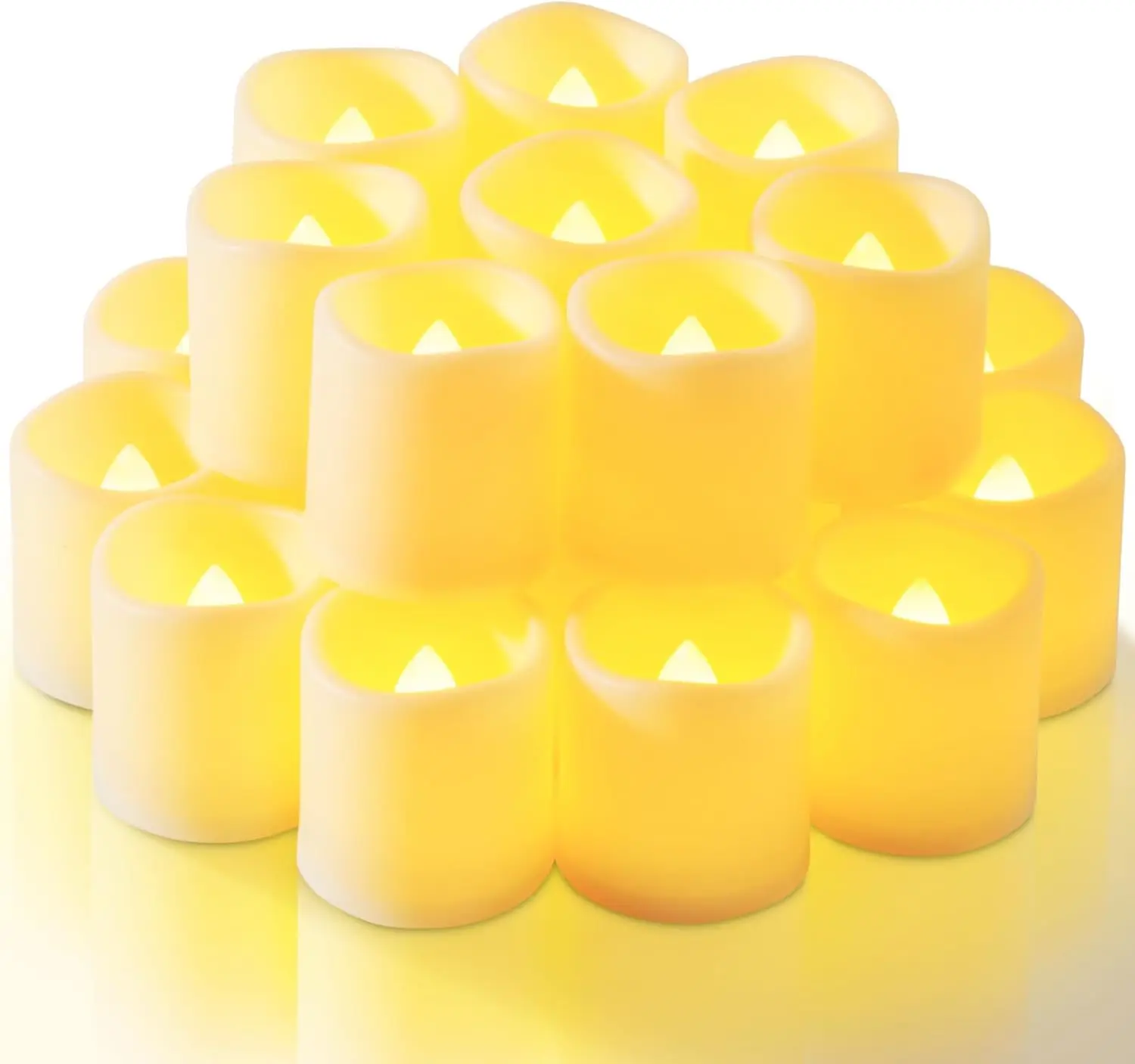 

12-Pack Flameless Flickering LED Votive Candles, 200+ Hours Battery Life, Warm White for Wedding & Decor