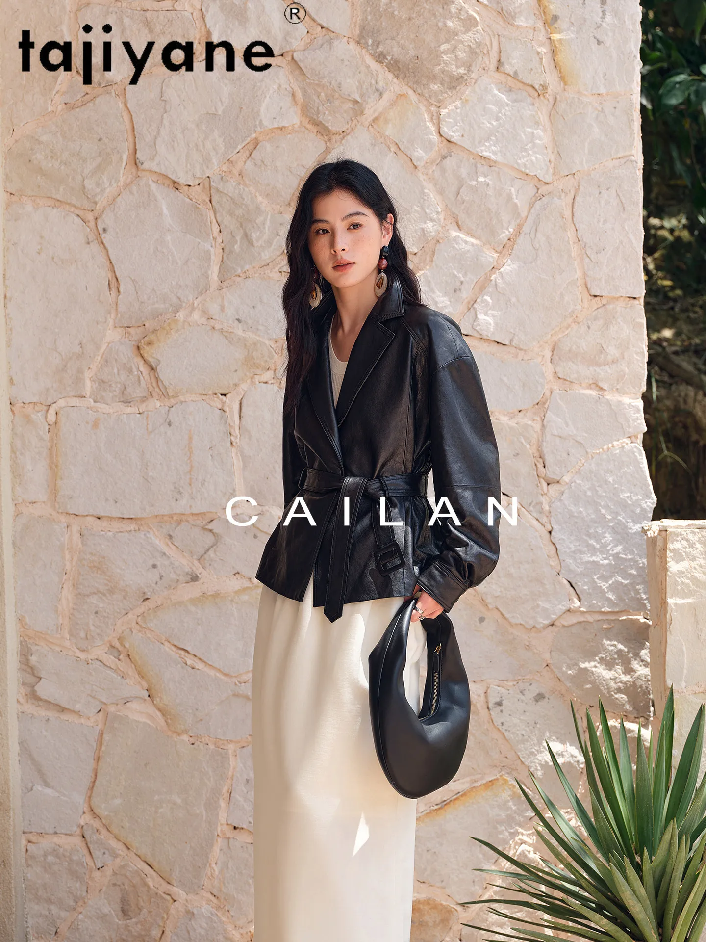 TAJIYANE オイルワックス羊革レザージャケット女性ショートベルト付きコート本革ジャケット秋の女性服 2026 дубленка