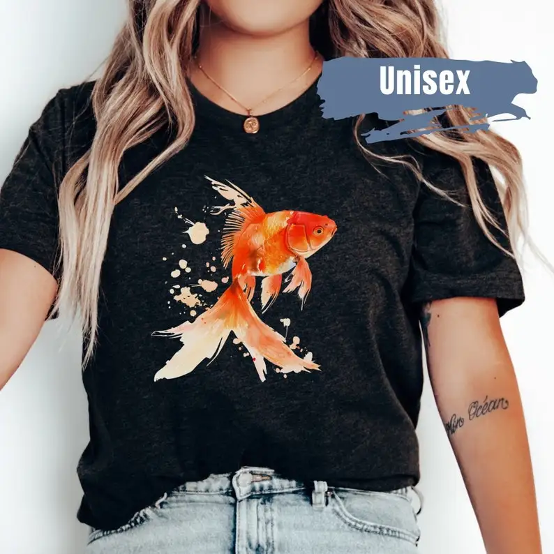 

Goldfish Vibrant Color t-Shirt Pet Fish Lover Gift Goldfish Lover tee Fish Cute Fishkeeping Streetwear Tees Short Sleeve