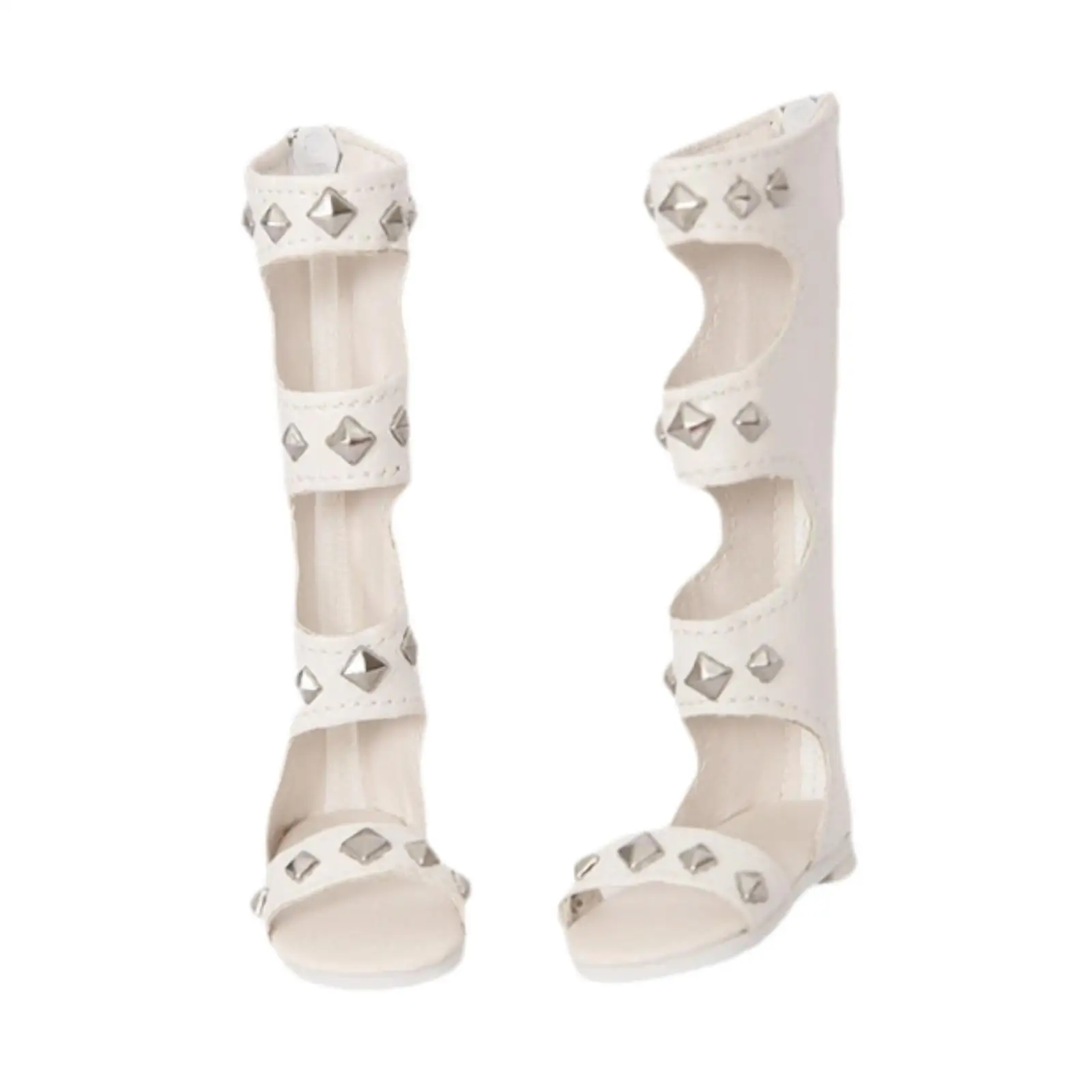 1/4 BJD Doll Shoes Open Toe Dress up High Sandals White Gladiator Doll Boots