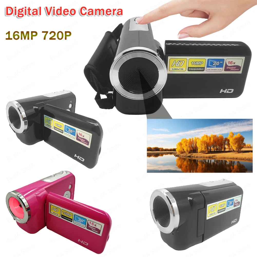 16MP 720P Digital Video Camera with USB Cable Portable DV Camcorder 2.0 Inch TFT Color Screen Built-in LED Flash for Beginners