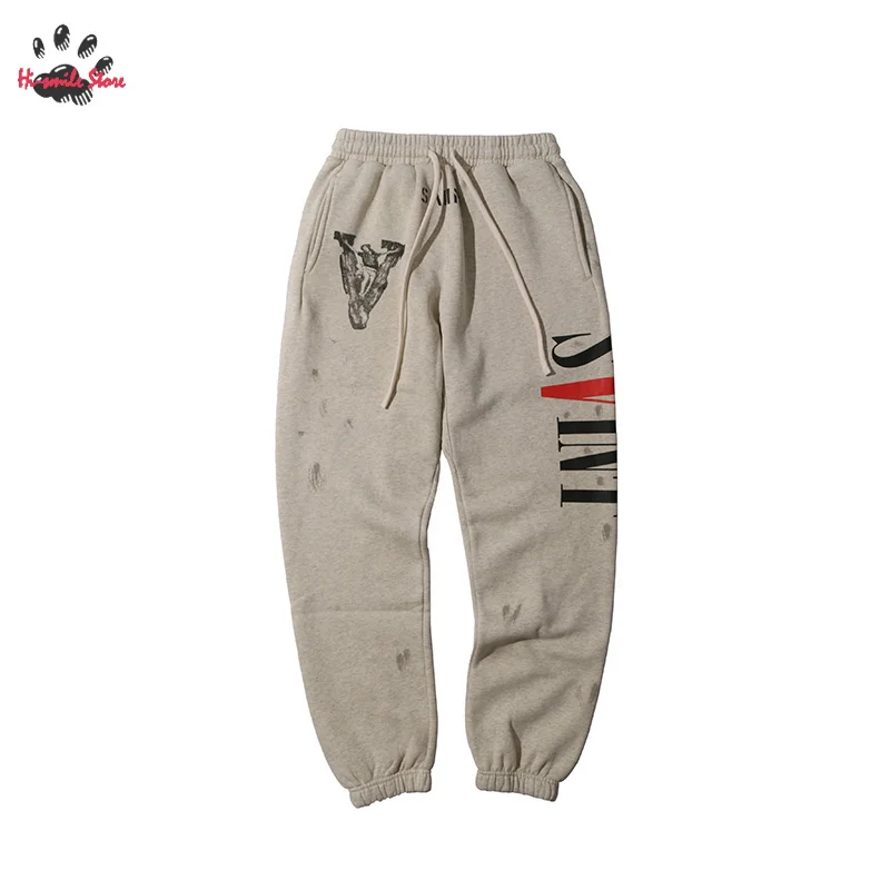 

Streetwear Joggers Saint Pants Men Woman Best Quality Hip Hop Loose Drawstring Letter Print Washed Plush Trousers