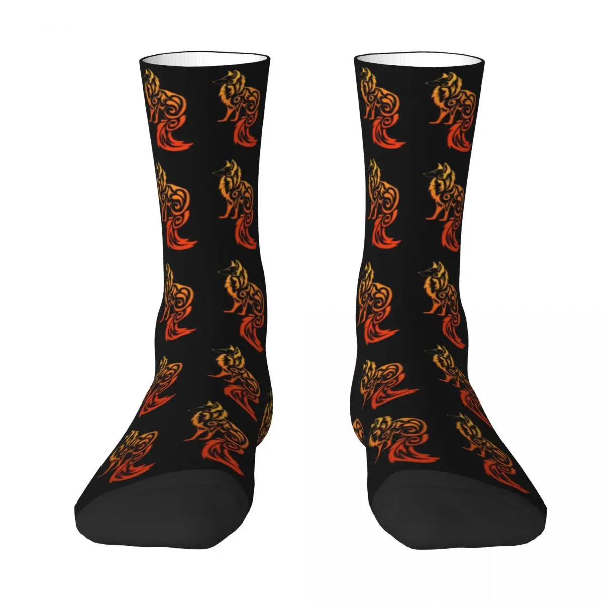 Red Tribal Fox Stockings Girls Wild Animal Print Socks Quality Trendy Socks Autumn Skateboard Non Skid Custom Socks Gift