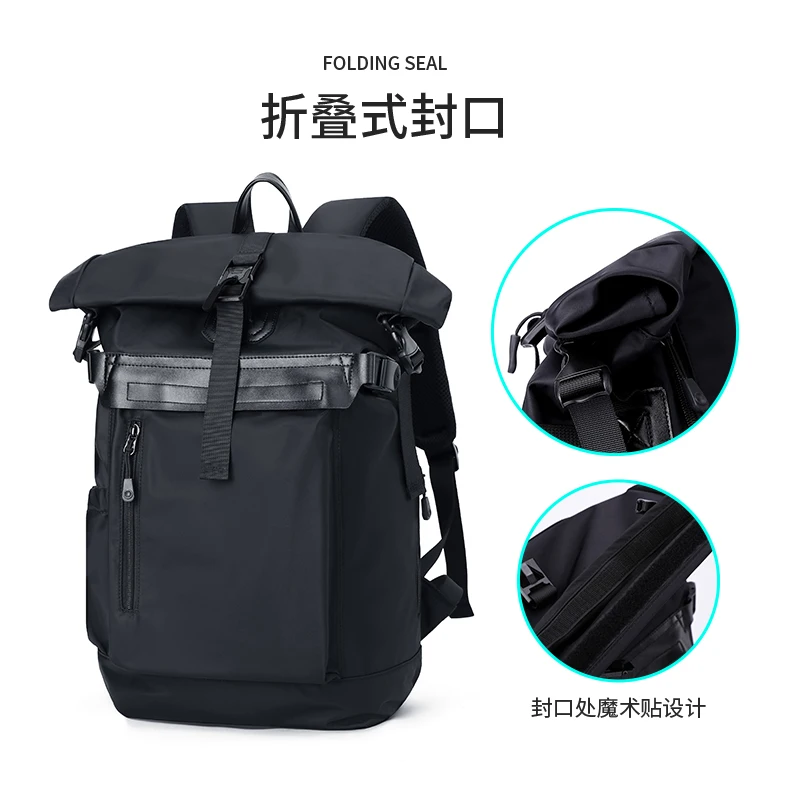 Imagem -04 - Pequena Mochila de Viagem Antiroubo Impermeável para Homens Compartimento de Laptop Rolltop Mochila Casual Masculina para Viagem