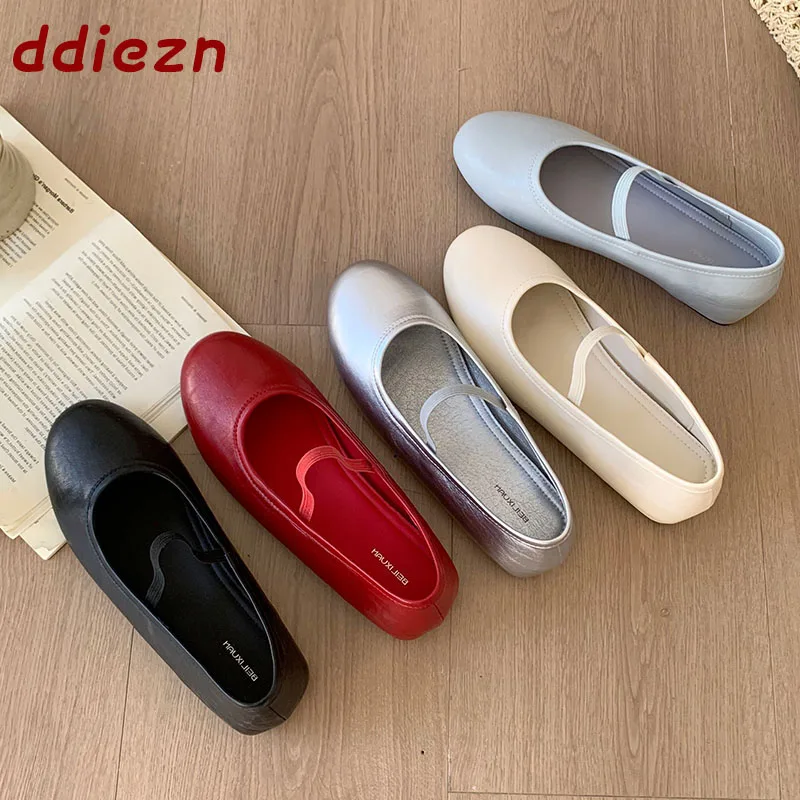 

Новые летние и весенние модные мягкие балетки, элегантные женские туфли Мэри Джейн без застежек, с круглым носком, на плоской подошве.