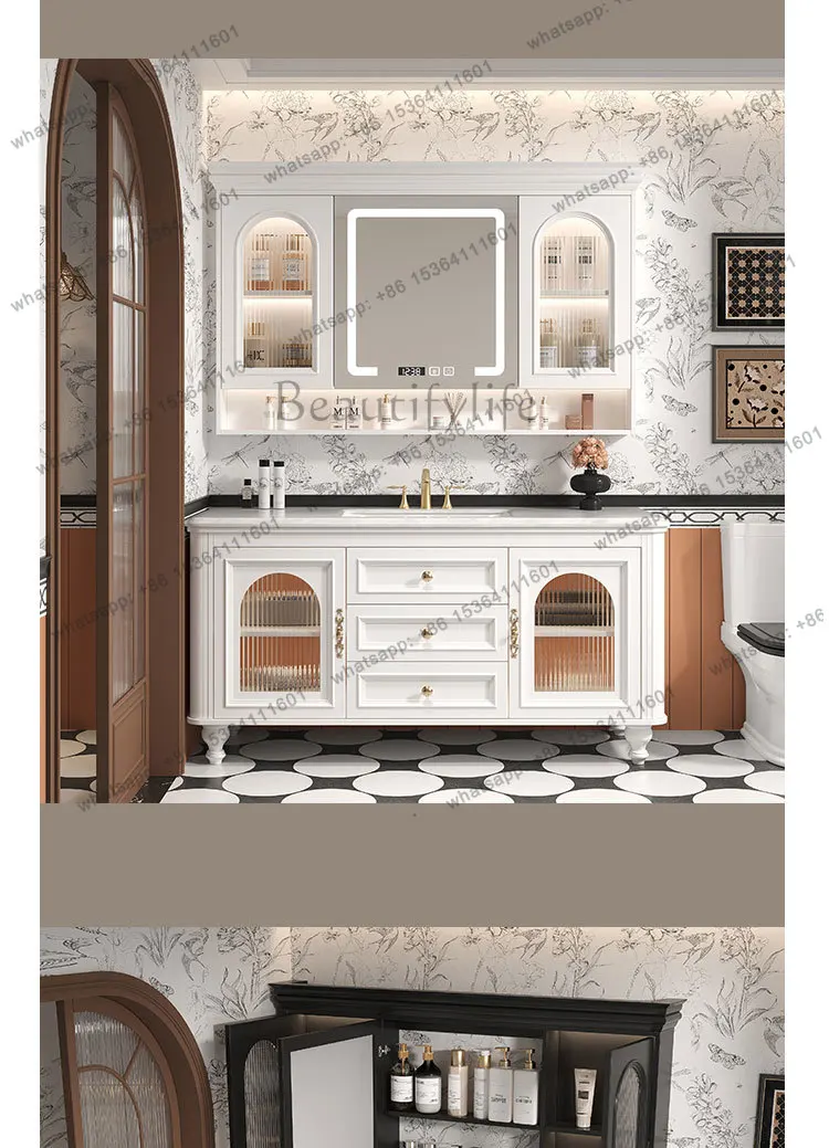 Picture 5: retro floor-to-ceiling bathroom group, washing table, rock slab ceramic integrated basin, hand and face table.