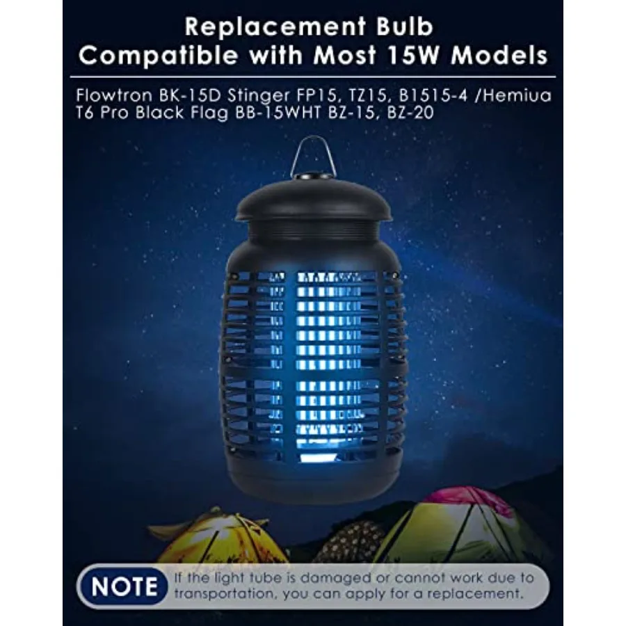 Replacement Bulbs FUL15W BL with 4 Pin Base, U Shaped Lamp Tube Compatible for Flowtron BK-15D, for Stinger FP15, for TZ15, for