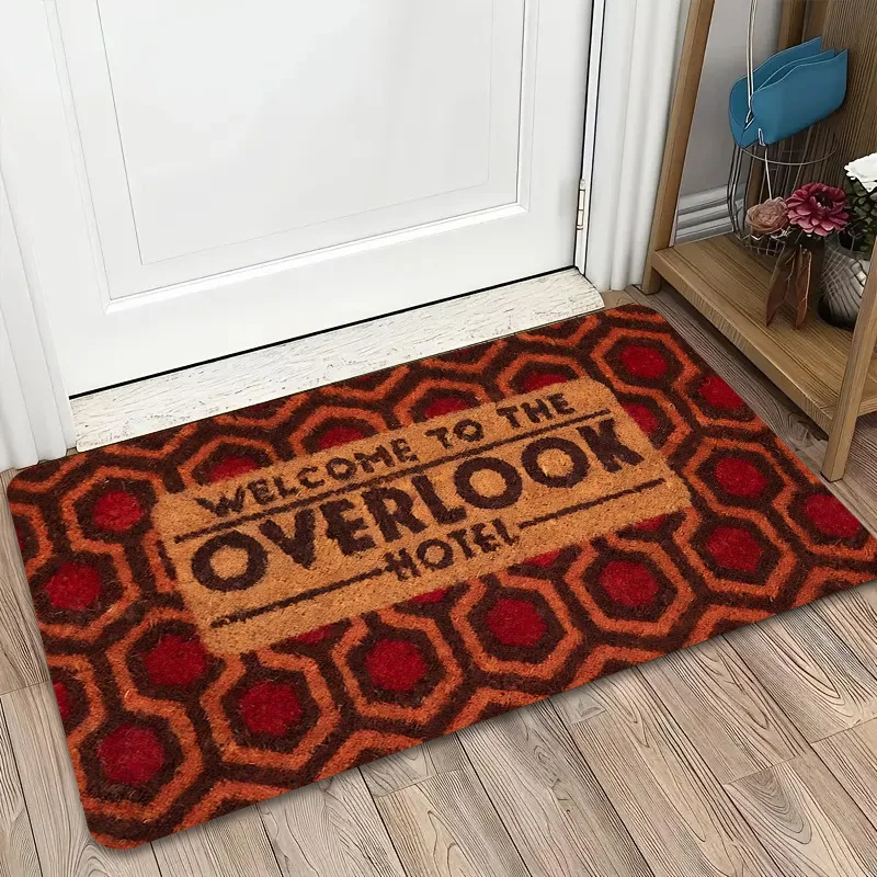

Винтажный коврик для отеля на тему - фланель из плотного материала, красный, оранжевый, шестигранник с жирным черным справочным текстом, домашний и уличный декор