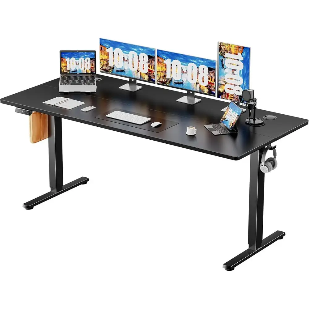 

63 Inch Electric Standing Desk Height Adjustable, Sit Stand Computer Workstations Lit PC Table or Home Oice Gaming Writing Stude