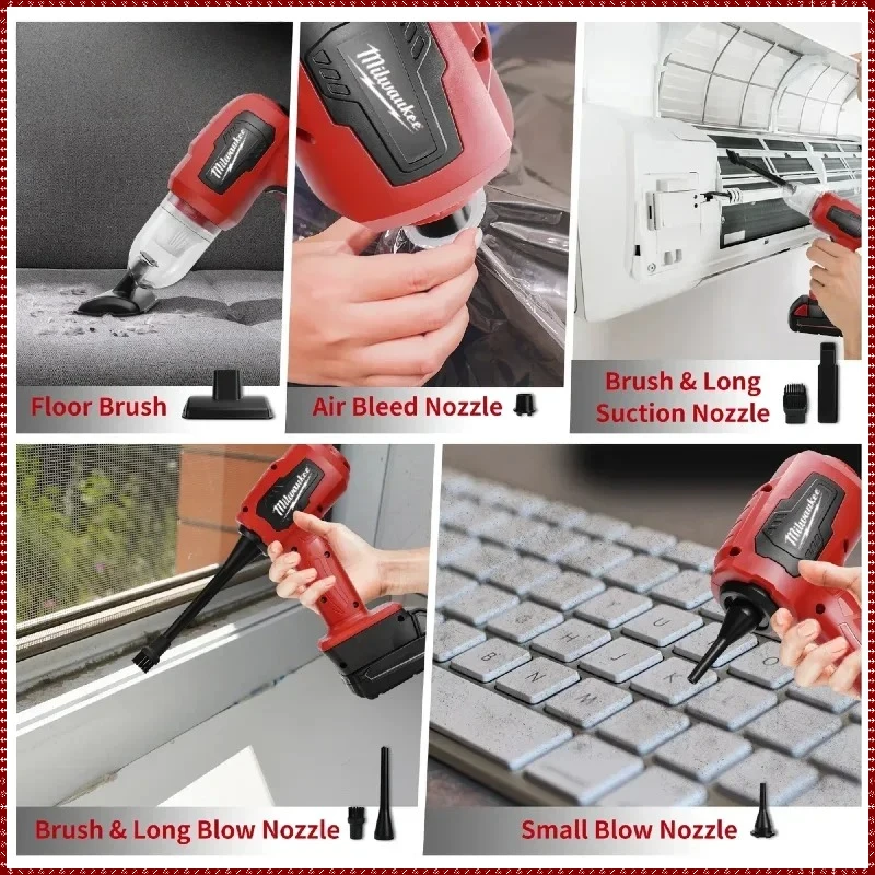 Milwaukee Cordless Handheld Vacuum Cleaner 2-In-1 Multi-function Dust Collect Machine and Air Blower  For 18V Battery