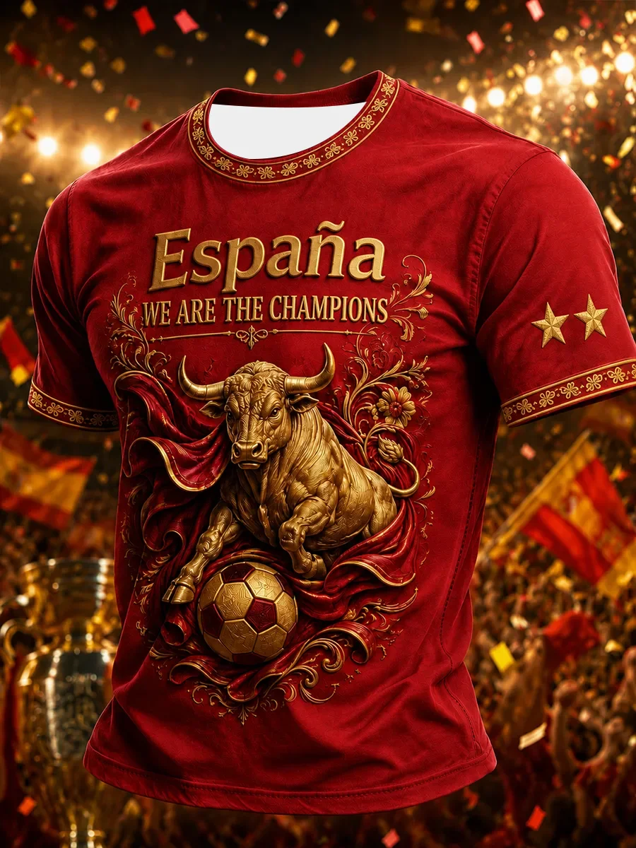 2027 Spanish Fans Football Training T-shirt - 3D Printed - Fashionable and Comfortable - Family-Personalized Clothing