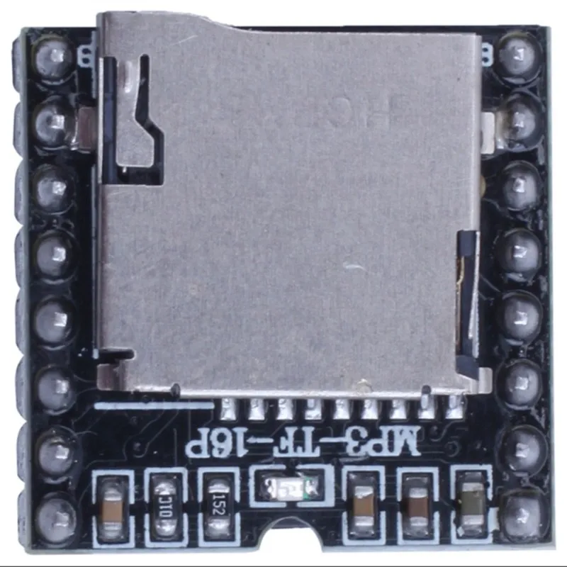 Módulo Reproductor MP3 Mini con Salida Simplificada FEDI, Incluye Altavoz, Dfplayer MP3-TF-16P, Compatible con Formatos de Archivo MP3/WAV/WMA, Tarjeta TF FAT