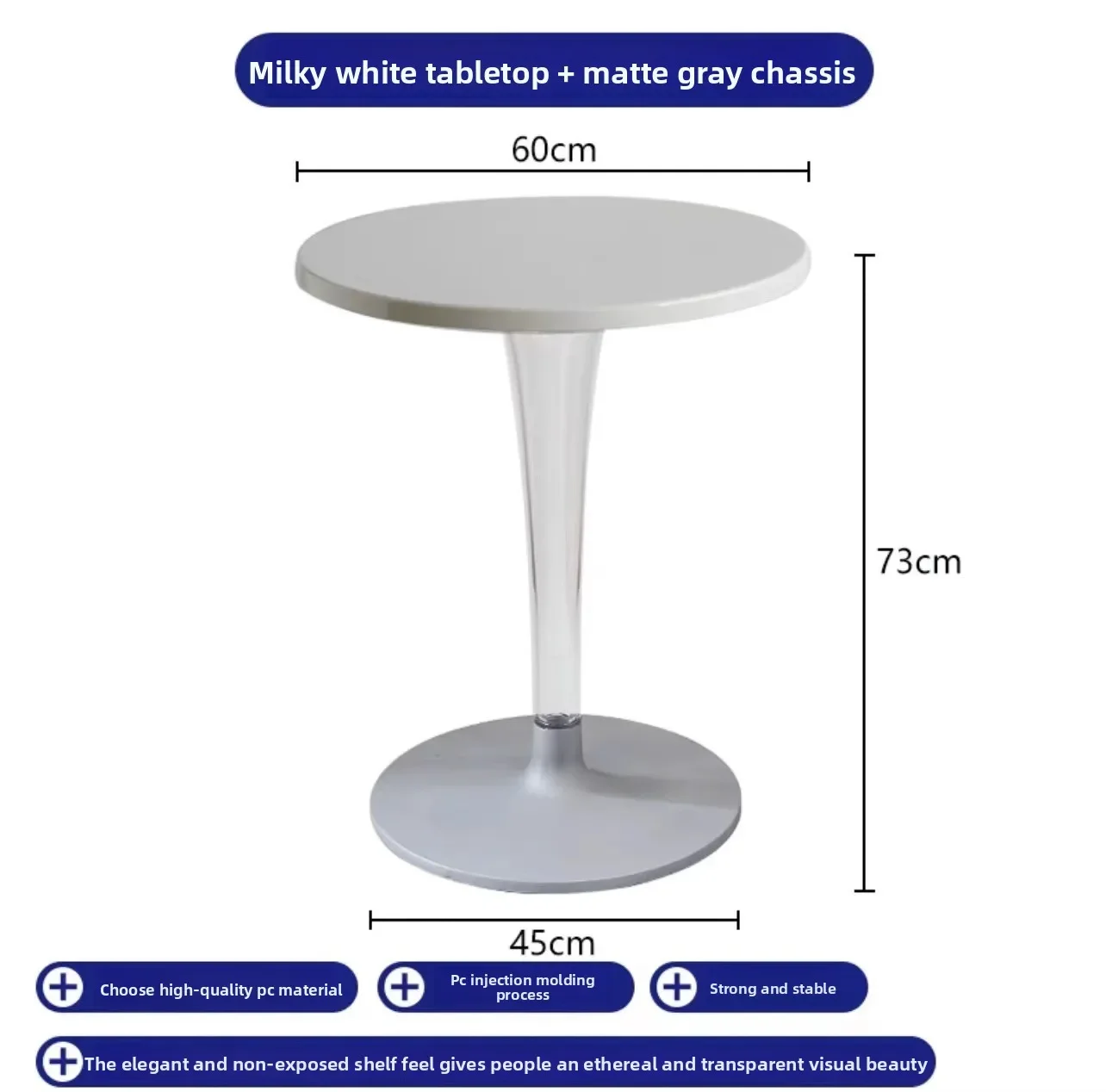 Table à manger en acrylique, table ronde tulipe transparente de styliste pour la maison, table de négociation simple pour restaurant de célébrités d'internet