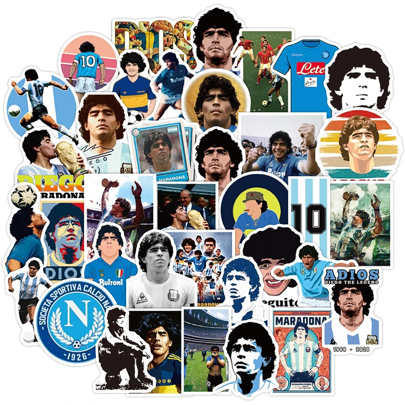 50PCS Maradona Football Star Stickers for Laptop Ceramic Cup Motorcycle Mobile Phone Case Luggage Guitar Waterproof Deals